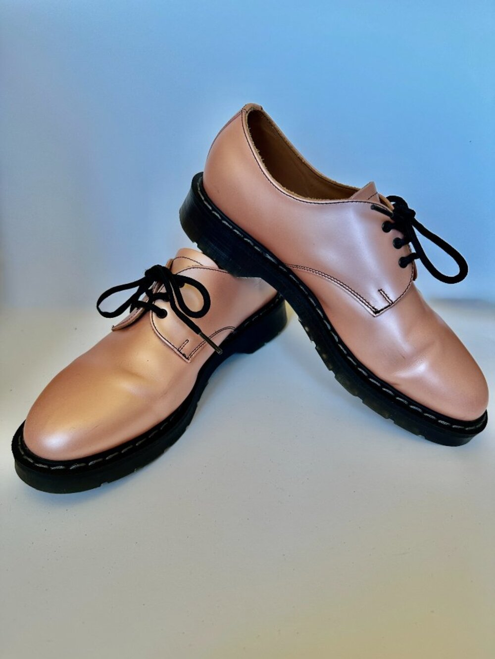 Solovair Gibson Iridescent Pink Hi-Shine Derby Shoes US 9.5 UK 7.5 Tredair Sole